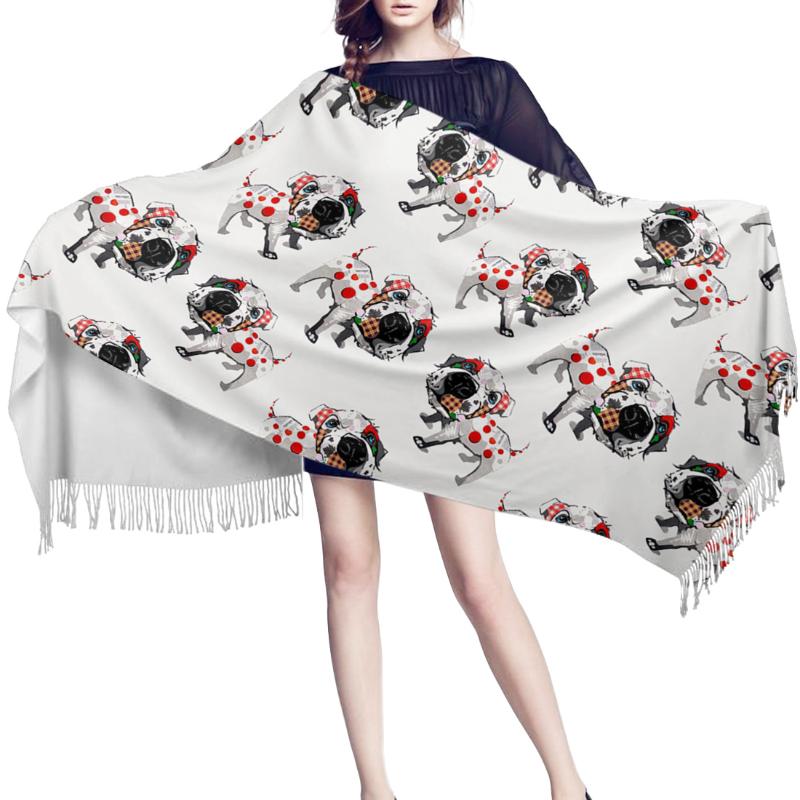 

Scarves Women Cashmere Scarf Thin Lady Modern Style Red White Dog Shawls And Wraps Female Hijab Long Head