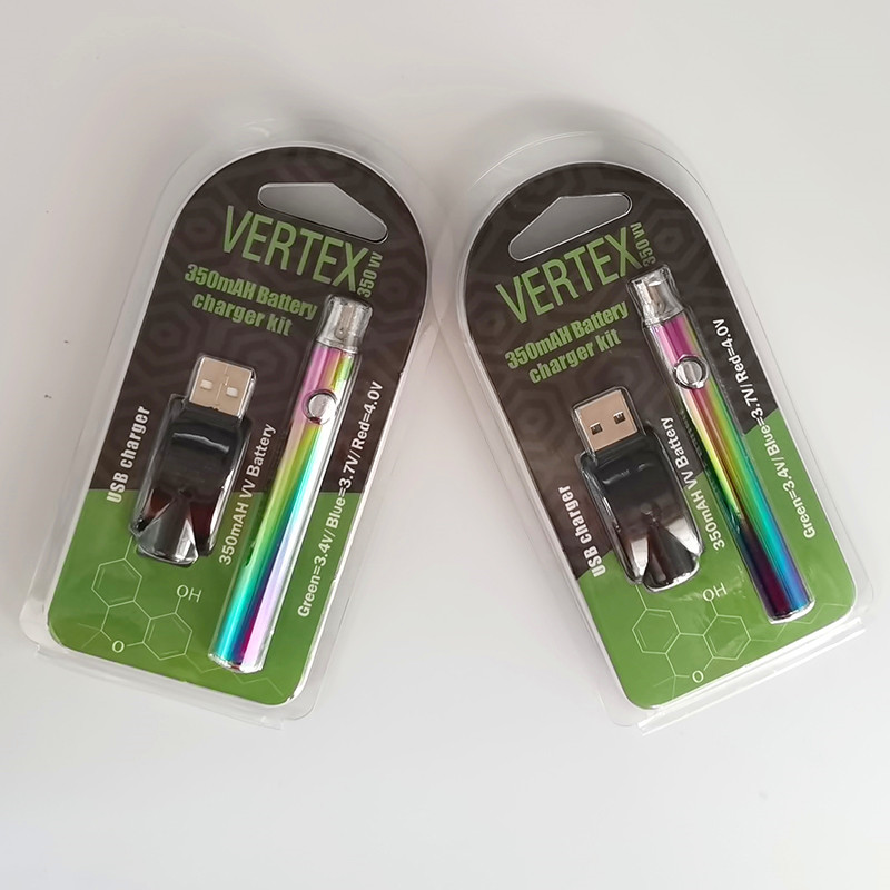 

510 Thread Batteries Vertex Vape Battery Preheat Rainbow 510 Thread Vape Pen Battery 350mAh Variable Voltage Vaporizer Pen Battery for carts