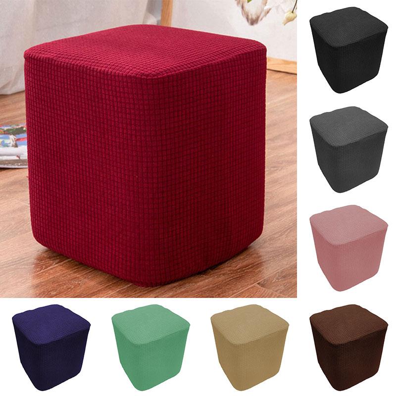 

Stretch Seat Cover Sofa Square Footstool Chair Covers Solid Creative Covering Chair Cushion Protector Clean Home Supplies