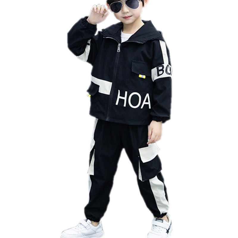 

Teen Children Clothes 3-13 Year Boys Costume Tracksuit Hooded Jacket Tops Pants 2PCS Toddler Children Spring Autumn Outfits Sets Y1117, White