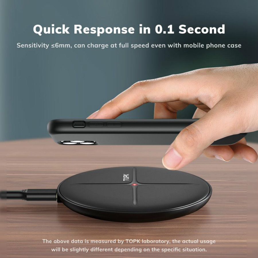 

TOPK 10W Fast Wireless Charging Pad for Phone 12 11 X Xs 8 Wireless Charger for Xiaomi Mi9 Samsung S10 Note 9 FY7509
