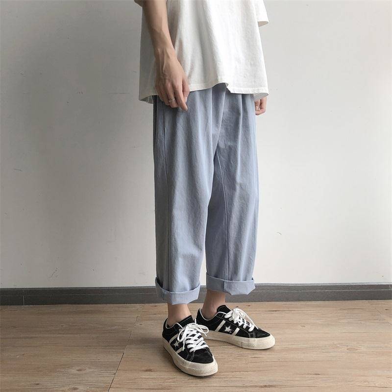 

Men Casual Loose Office Pants Solid Baggy Loose Elastic Pants High Street Sweatpants Autumn Pants Streetwear Trousers Males