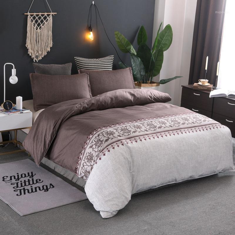 

Bed Duvet Cover Set European Comforter Bedding Set Pattern Bedding Simple Plain Quilt Cover and Pillowcase Without Sheet1, 02