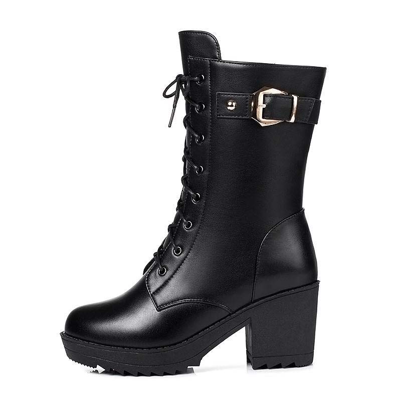 

Lady's winter boots with velvet middle boots high chunky heels and thick soles cotton shoes lady's boots l2, Black