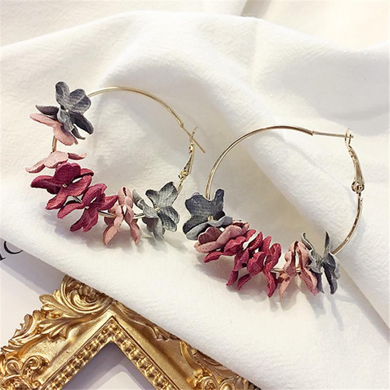 

New Arrivals Hottest Fashion Petal Combination Brincos Oorbellen Bijoux Geometric Big Circle Earrings Women Jewelry