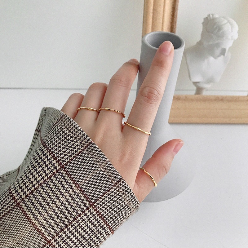 

Februaryfrost Brand 100% 925 Sterling Silver Rings for Women Minimalist Face Finger Ring Statement Adjustable Thin Ring Wedding Jewelry Gift