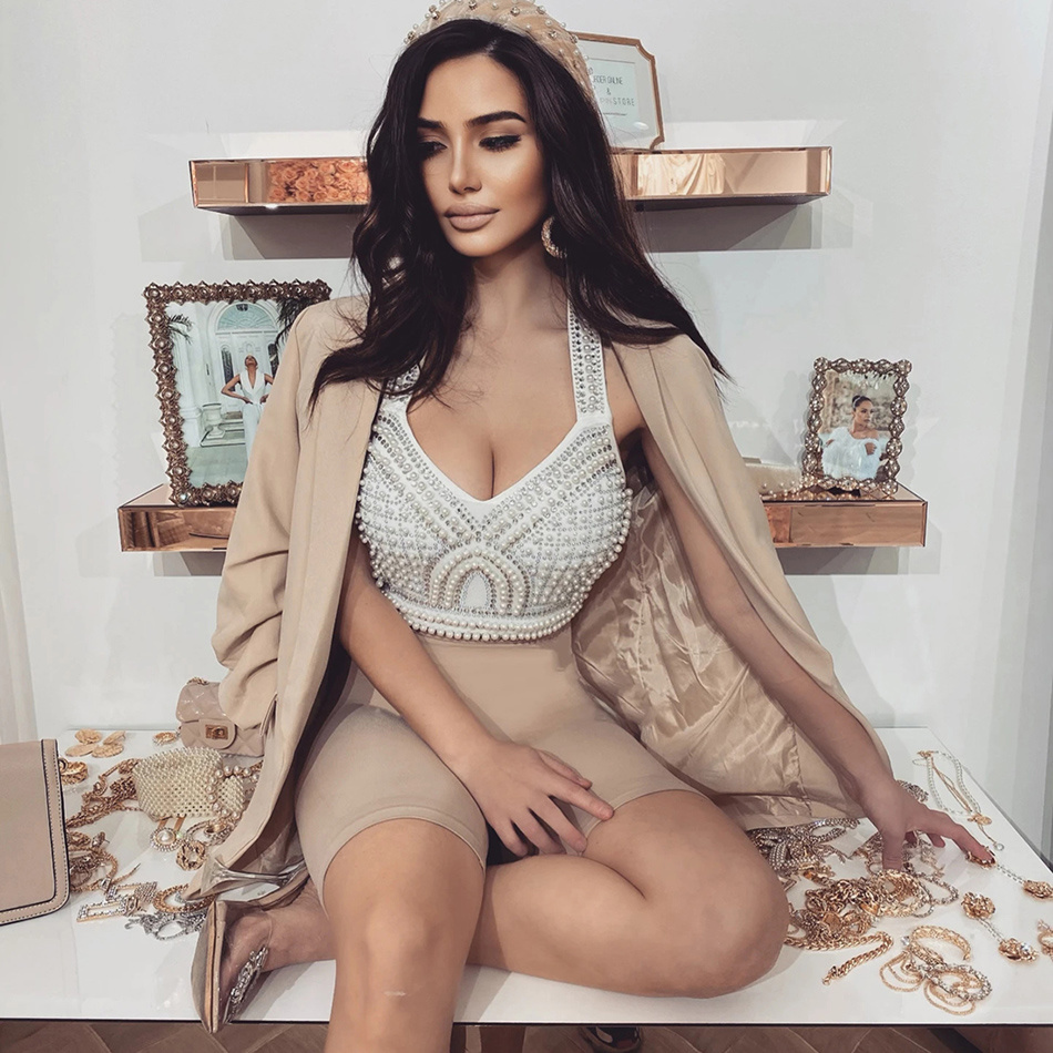 

New Women 2020 2 Piece of Sexy Luxury Frisky Dew Halter Short Top Skirt Tight Fashion Designer Suit High Street Joint Xyoh, Red