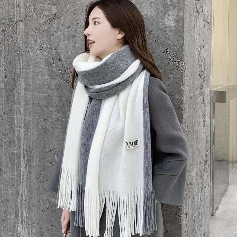 

Fashion Solid Color 2020 Women Long Scarf Winter Hijabs Tassels Lady Shawls Cashmere Like Hijabs Scarves Wraps