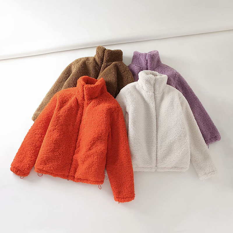 

2021 New , Winter Jacket, Solid Female Colour, Lambskin Coat, Streetwear Hot Coarse, Short Fur Coats, Outwear MZNO, Orange