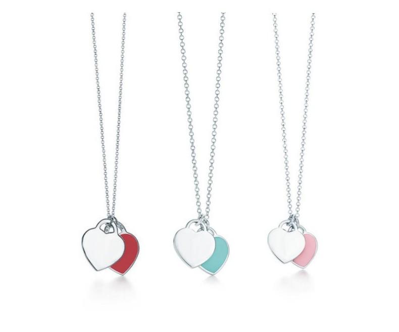 

Pendant Necklaces Double Heart Necklace Women Long Chain Classic Crystal From Swarovskis High Quality Gift