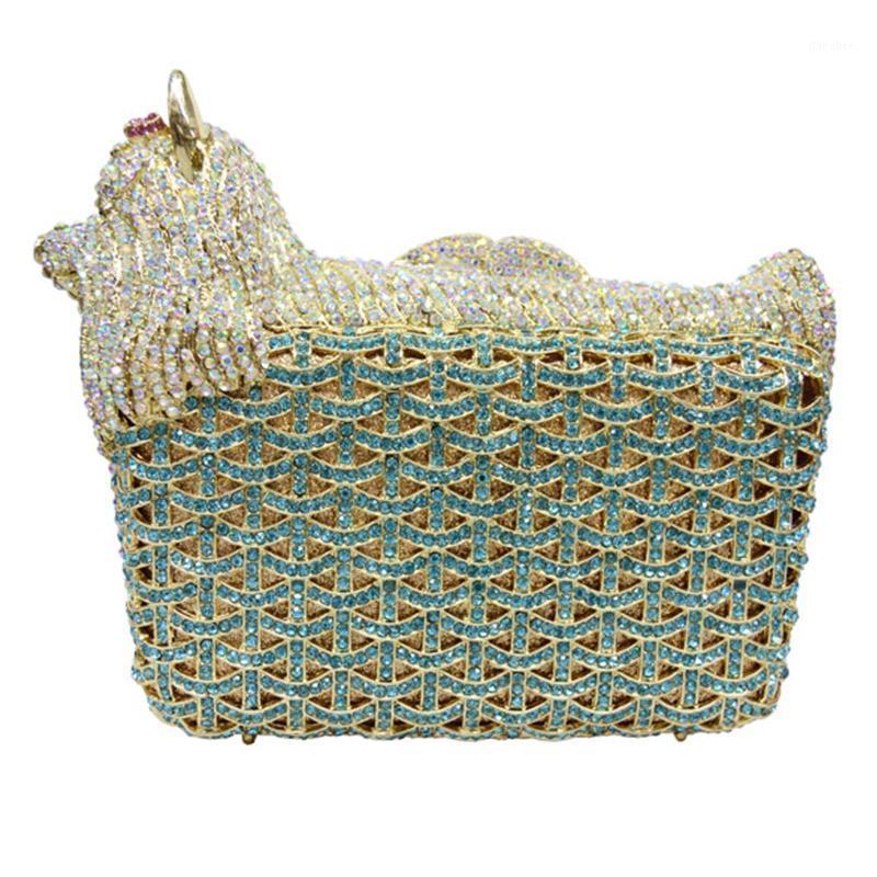 

Fashion AB Crystal Animal Shape Chain Women Evening Party Purse Luxury Blue Diamond Ladies Clutch Messenger Handbag Purse1