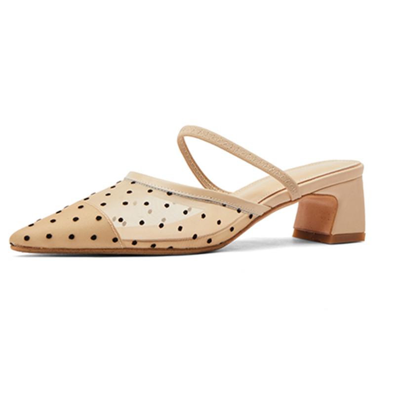 

Air mesh ladies slippes genuine leather Mature Women shoes Wedding Casual Shoes med Heel Slingbacks Woman, Black