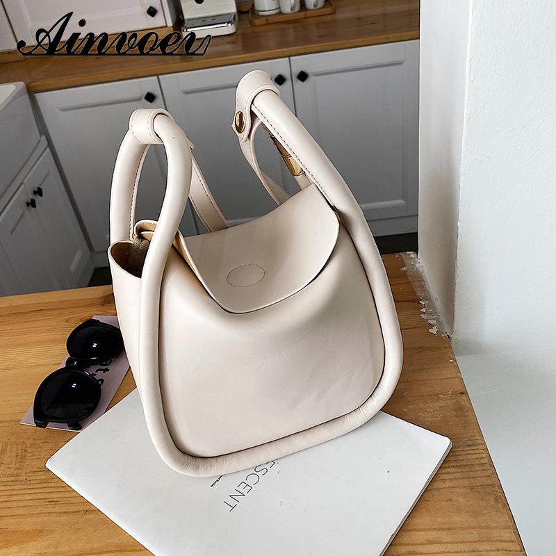 

Ainvoev 2021 Simple Ladies Crossbody Shoulder Handbags Lady Fashion bags Solid Color PU Leather Bucket Bags For Women, Black
