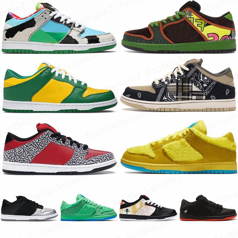 

2020 Dunk Travis Scotts SB Running Shoes Red Green White Brand Black Parachute Beige Men Women Skate Sports Sneakers Size 36-46 with half