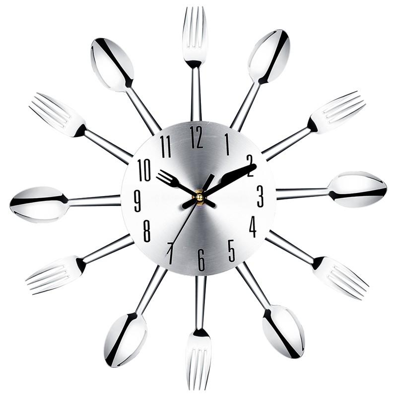 

Stainless steel knife and fork spoon kitchen restaurant wall clock Home Decoration