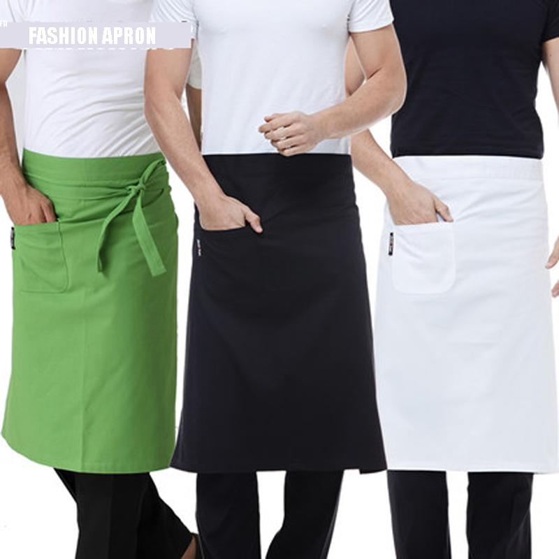 

Half Body Short Restaurant Chef Waist Apron Black Pink White Cooking Kitchen Aprons Cotton For Women Man Work Coffee Shop BBQ