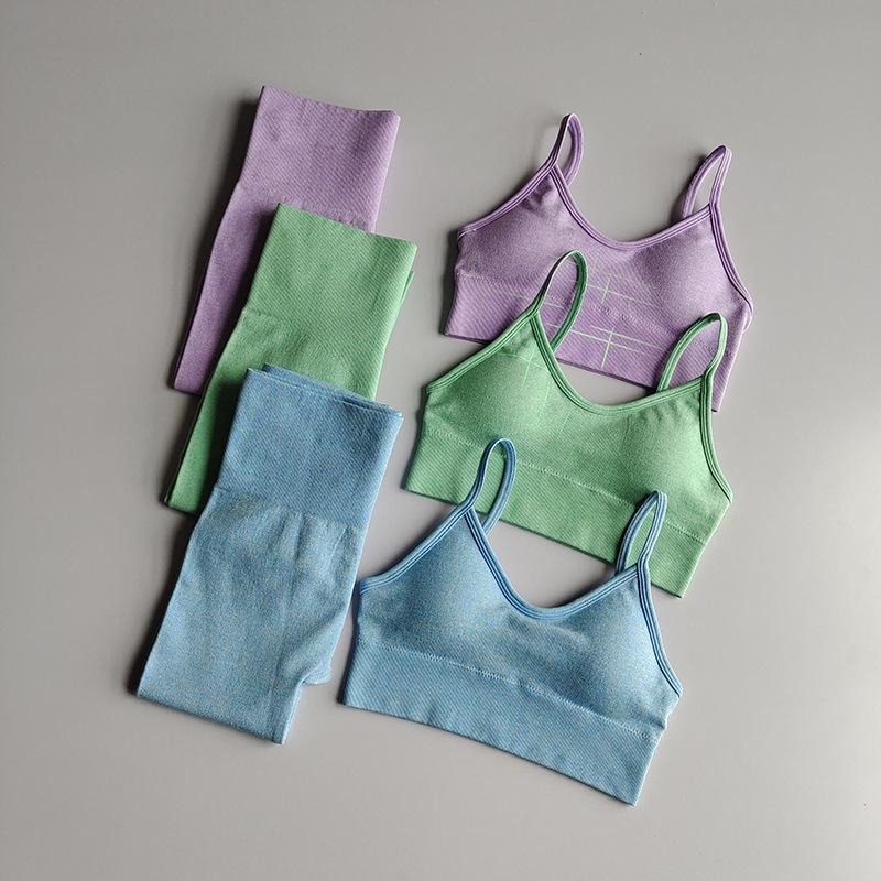 

Fashion Luminous Seamless Yoga Set Women Fitness Clothing Gym Set High Waist Leggings Push Up Sports Bra Sportswear Sports Suits, Green