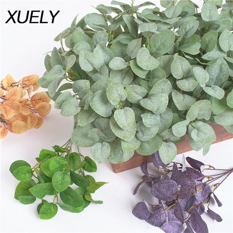 

XUEIY Eucalyptus tree branch Round leaves artificial Money leaf Retro Eucalyptus plants decor fake flower faux foliage 5 forks1, Green