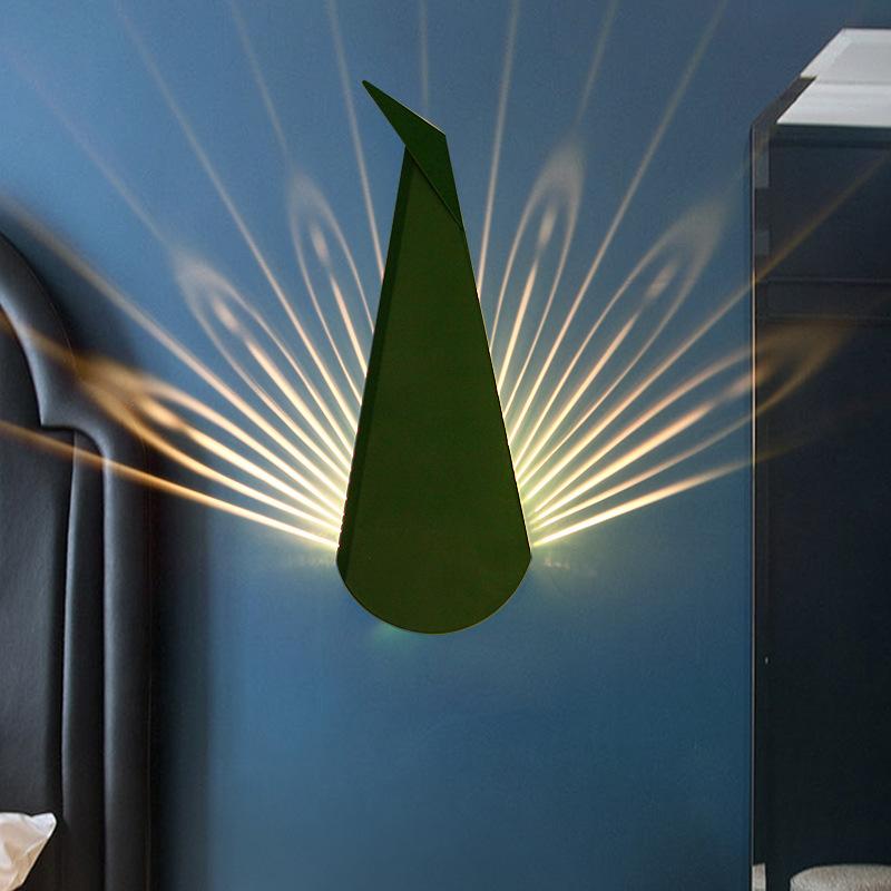 

Nordic Wall Lamp Living room Bedroom Coffee Shop Restaurant peacock lamp Art Decor Loft industrial wall lights for paintings