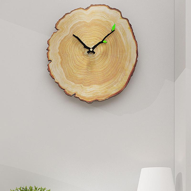 

Quartz Wood Grain Home Living Room Practical Decoration Annual Ring Wall Clock Office Battery Operated Durable Mute Running