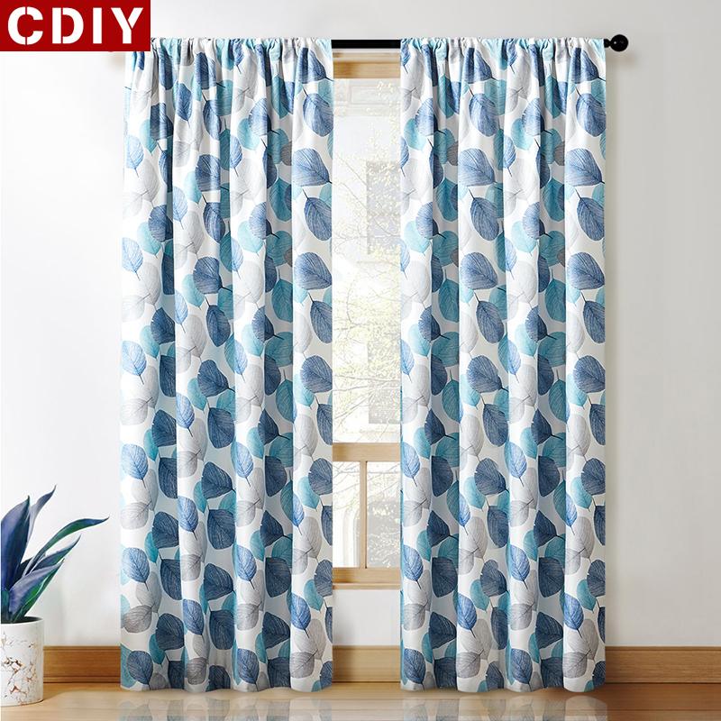 

CDIY Floral Blackout Curtains For Living Room Bedroom Modern Window Curtain For Kitchen Curtain Thick Curtains Drapes 85%shading, Blue