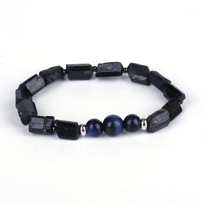 

Natutal Rough Black Tourmaline Dark Blue Lapis Lazuli Stone Bead Charm Unisex Healing Energy Bracelet For Man Women1