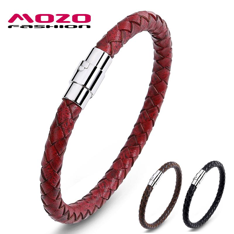 

MOZO FASHION 2020 NEW Trendy Men Charm Bracelets Red Rope Braided Bracelet Simple Style Punk Women Jewelry Gifts 3 Color 626