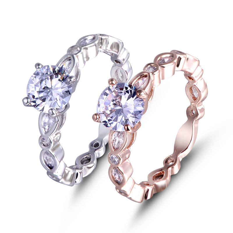 

Hot Sale Plated Rose Gold White Gold Zircon Ladies Ring Creative Jewelry Engagement Ring Supply Fashion Rings