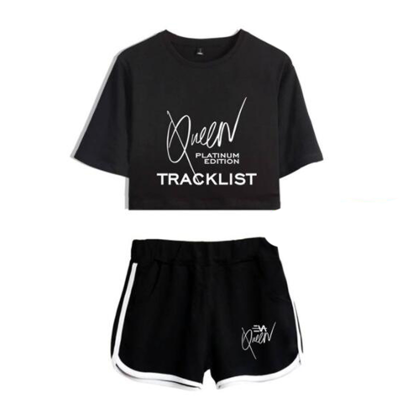 

Summer Track Suit Women 2 Piece Set Eva Queen Crop Top Shorts Two Piece Outfits Casual Ladies Tracksuit Sportwear Twopiece, Gray