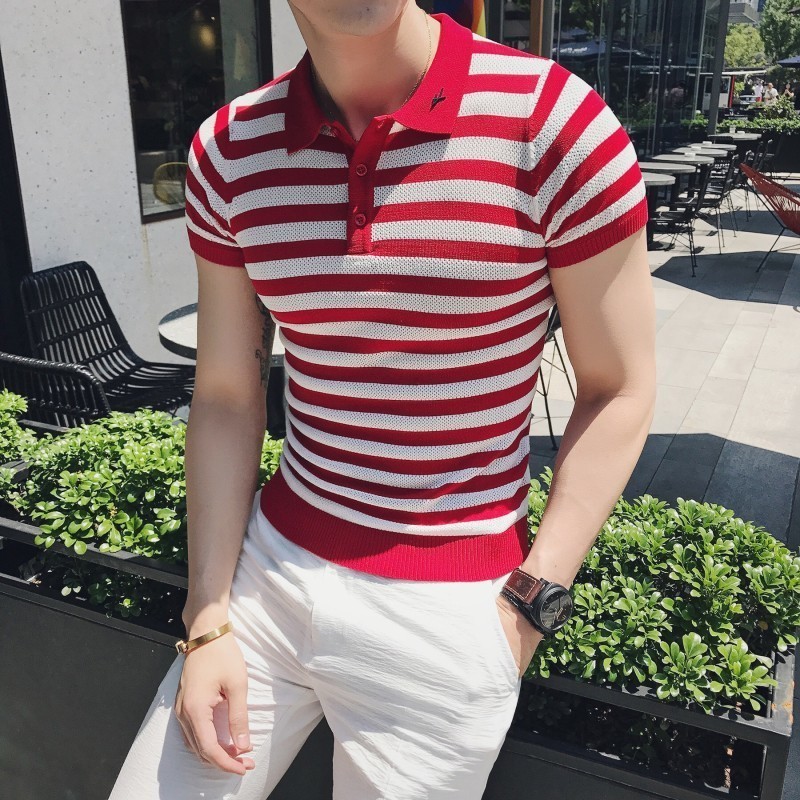

2020 New Summer Fashion Lists Polo of High Quality Fine Fit Men's Shirt Short Casual Sleeve for the Homme Streetwear 716o, Red