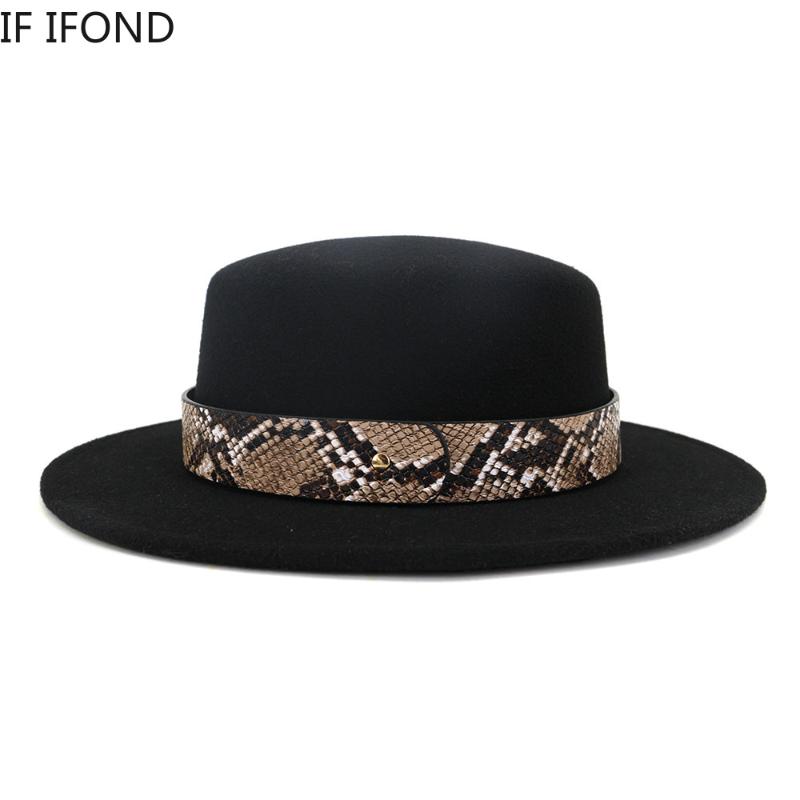 

Wide Brim Hats Casual Vintage Flat Felt Fedoras Wool Party Formal Hat Gambler Cap
