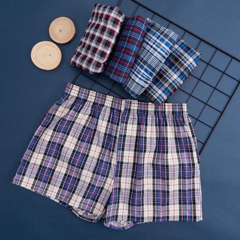 

5 pcs Mens Underwear Boxers Shorts Casual Cotton Sleep Underpants Plaid Loose Comfortable Homewear Male Striped Arrow Panties, Random delivery