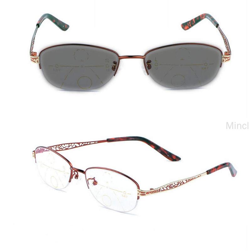 

MINCL/purple women Sun Photochromic Progressive multifocal Reading Womens Classic Oval Vintage Glasses uv400 FML