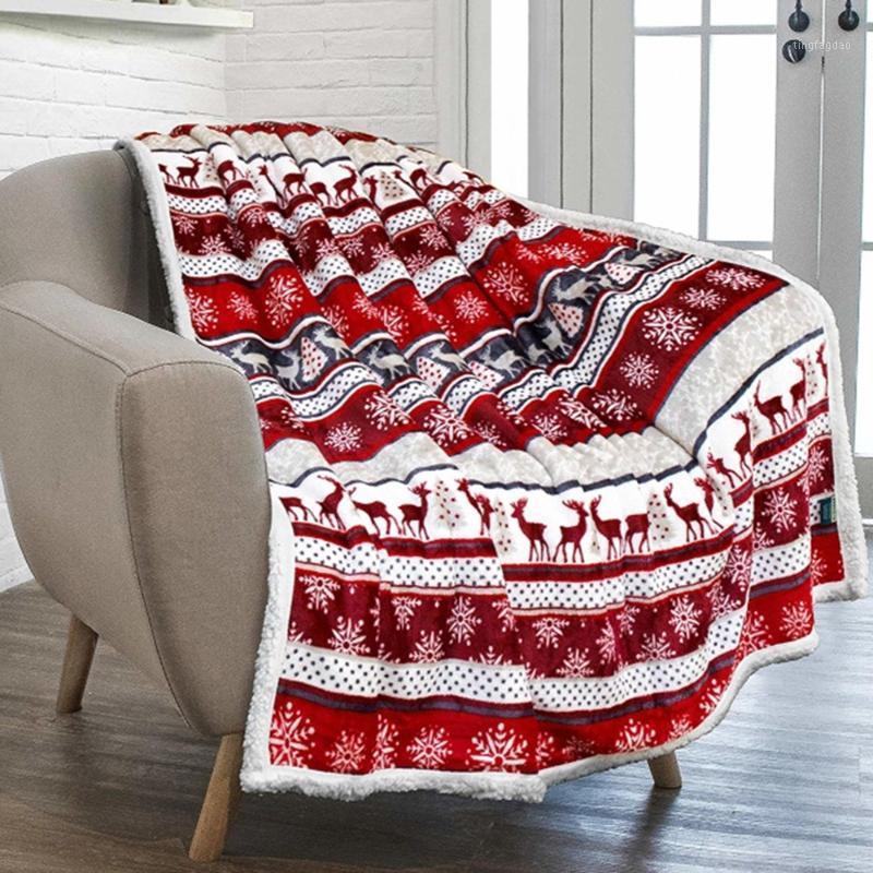 

Christmas Elk Blanket Flannel Throw Blankets For Beds Double Layer Winter Comfort Cotton Coral Fleece Blanket Dropshipping1