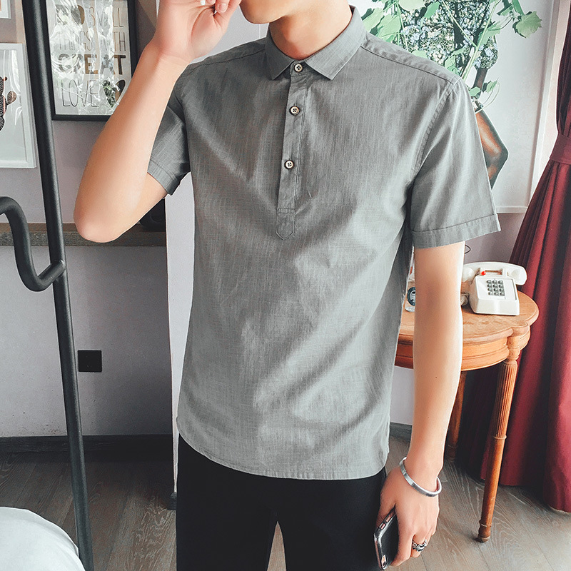 

2020 Brand Men's Shirts Cotton Casual Short Sleeve Shirt Shirt for Male Tops Shirt Clothing, Light blue