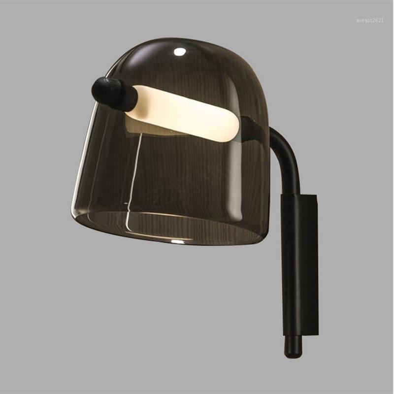 

Nordic Led Smoke Gray White Glass wall lamp Post-modern Art Design Home Decor wall sconce1