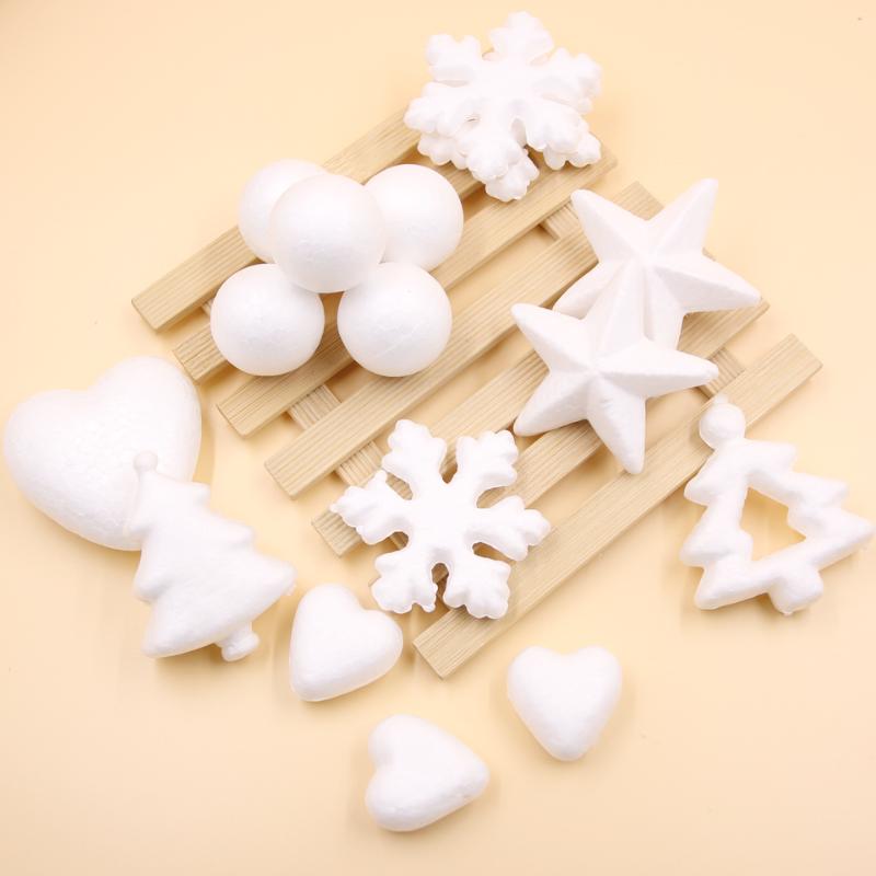 

Multi Style DIY White Heart&Snowflakes Ornaments Modelling Polystyrene Styrofoam Foam Ball Wedding/Christmas Party Decorations
