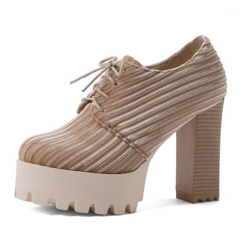 

11cm Super High Heels Boots Women Autumn Winter Shoes Thick Heel Women's Platform Boots Lace Up Ankle Women Booties1, Beige