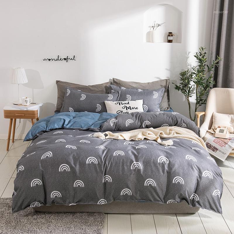 

New Grey beddling set summer bed linen set green flat sheet, pillowcase & duvet cover Modern bedclothes 3/ 4pcs HOME bed1, Pink grey