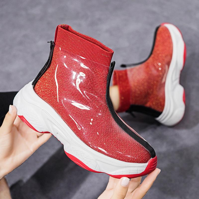 

Winter Women Ankle Boots PVC Waterproof Short Boots Thick Bottom Warm Snow Shoes Hot Popular Booties Woman Casual shoes, Red
