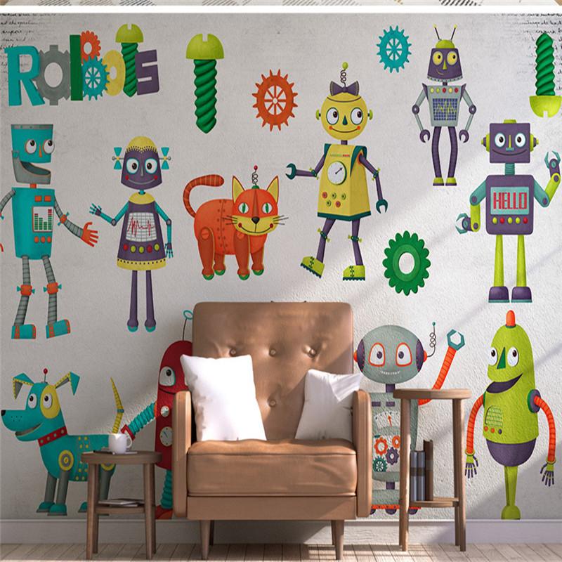

3D Custom Wallpapers Cartoon Pattern Murals for Kids Robot Photo Wall Paper for Living Room Children Room Background Home Decor, As picture