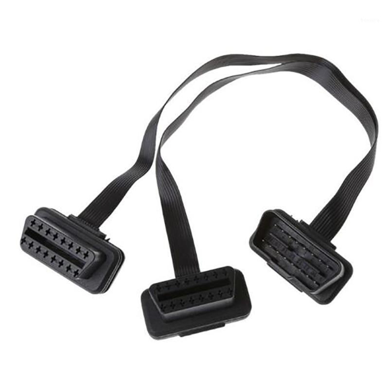 

16 Pin OBD2 Male To Double Female Splitter Flat Thin Y Connector Extension Cable1