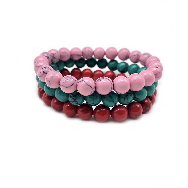 

High Quality Green Red pink Natural Turquoises Stone Bracelet Homme Femme Charms 8MM Men Strand Beads Yoga Bracelets Women