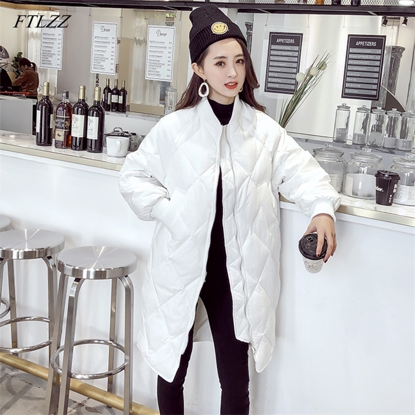 FTLZZ Ultra Light White Duck Down Coat Winter Long Womens Slim Down Jackets Oversize Autumn Puffer Black Parkas 201210
