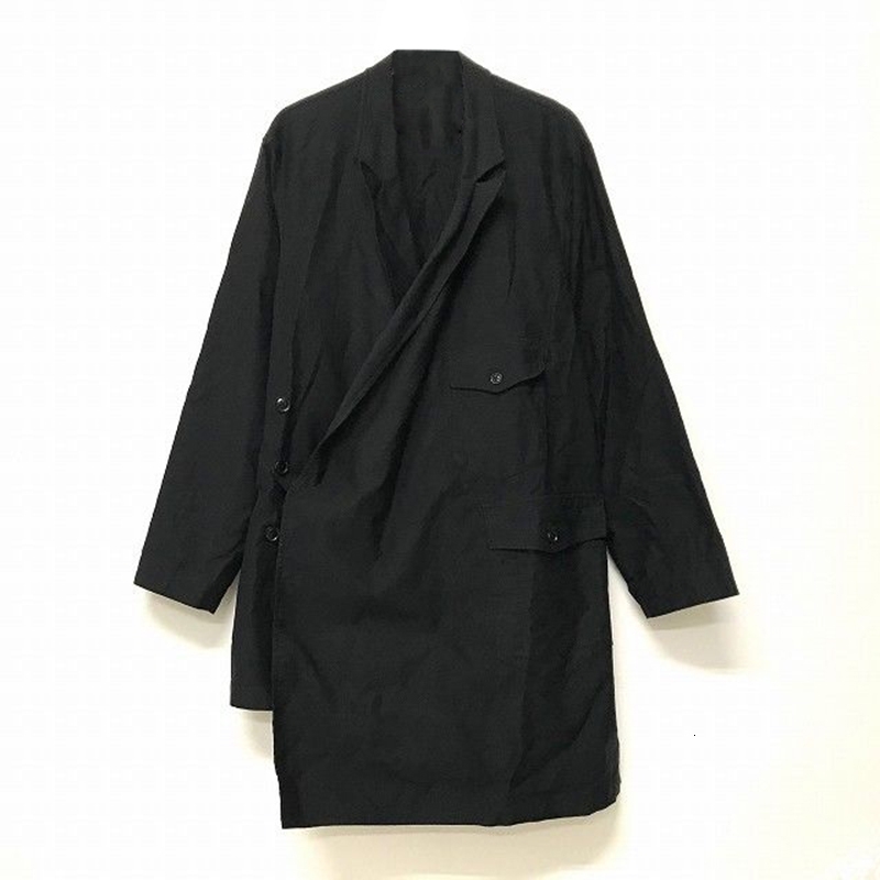 

2021 New S-6xl!! Homemade Man's Coat with Loose Asymmetric Spring Style Lapel. MGZE, Black.