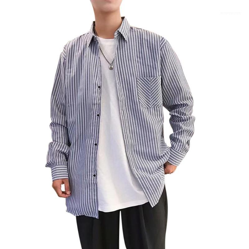 

Studyset Man Shirts Leisure Blue and White Stripes Shirt Oversize All-match Shirt Leisure Long Sleeve1