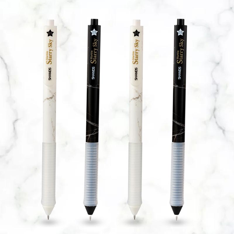

2pcs Starry Sky Marble Gel Pens for Writing Soft Thread Grip Black Color Ink 0.5mm Ballpoint Office School Supplies A6957