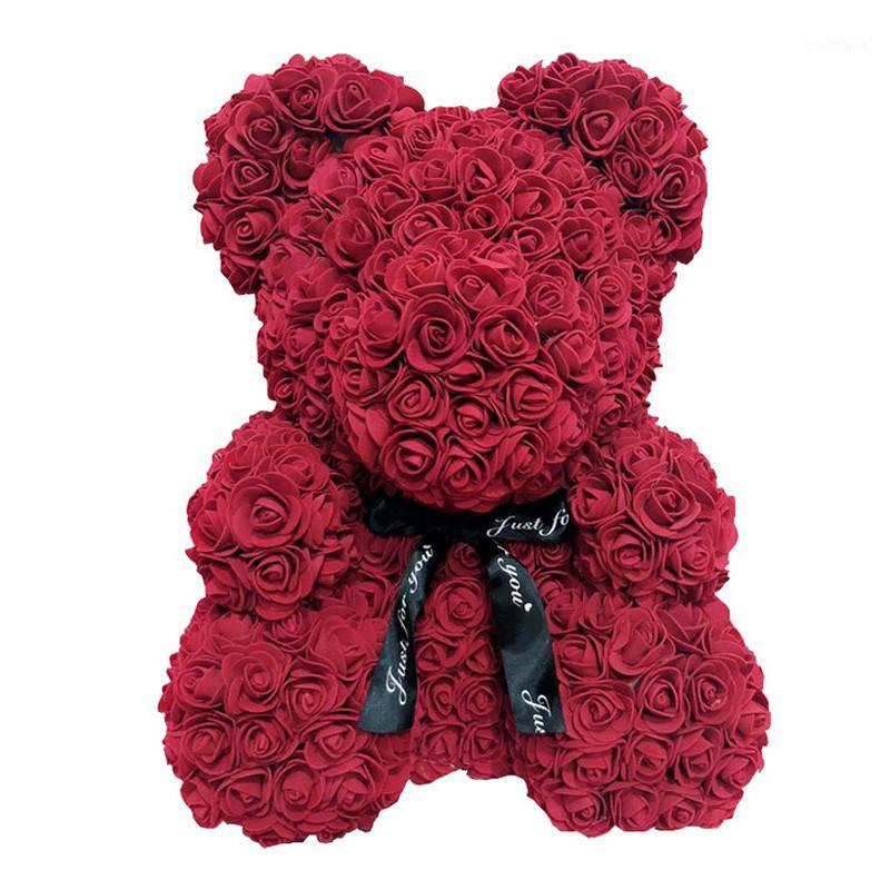

15'' Rose Bear Teddy Bear Artificial Foam Roses for Window Display Forever Rose Everlasting Flower Wedding Valentines Gifts1, Box