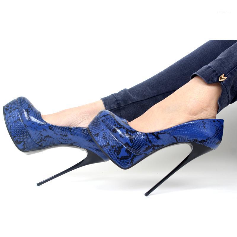 

Ladies Party Shoes Platform High Heels Round Toes Pumps big size high heels pumps size43,44,45,461, Blue