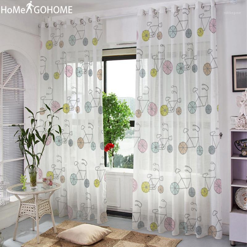 

Chiffon Tulle Sheer Window Curtains For Living Room Anime Bicycle Decoration Bedroom White Tulle Curtains Kitchen Blinds Drapes1